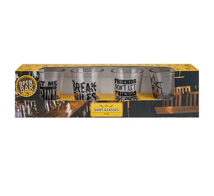 Shot Glass Of 4,Print Assorted