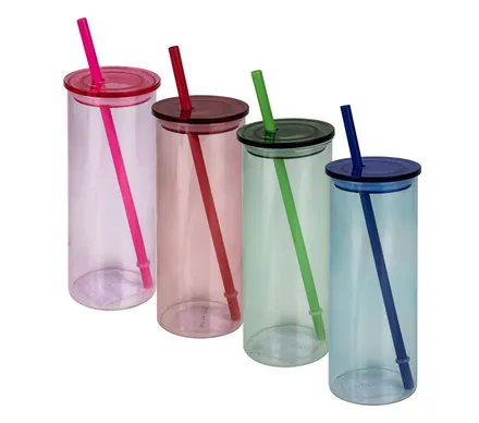 Glass Drinking Bottle With Straw,460ml