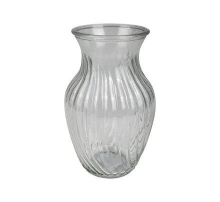 Glass Vase,  Ribbed Pattern Clear, 28cm