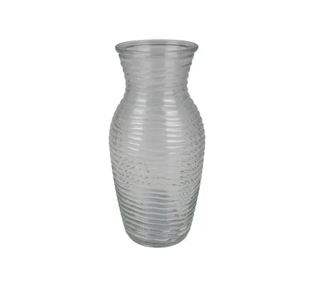 Glass Vase, Barrel Shape Clear