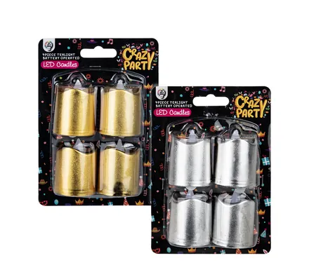 Metallic Led Candle, 4 Pack