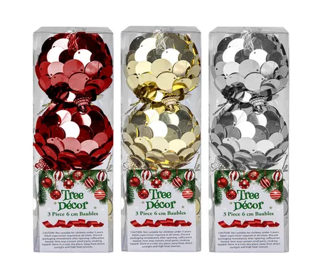 Tree Decor Ball Set, 3-Piece