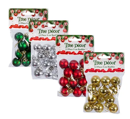 Tree Decor Balls, 12-Piece, 3cm