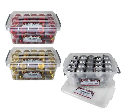 Tree Decor Balls In Plastic Container