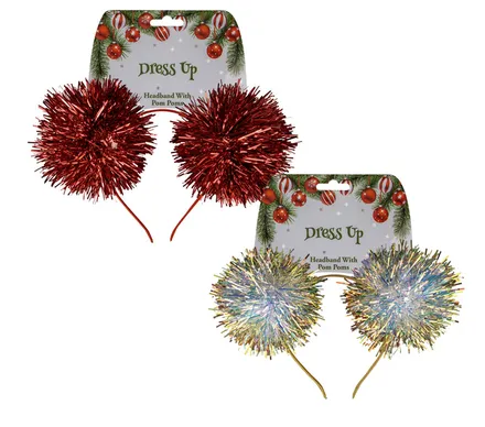 Christmas Dress Up Headband With Pompoms