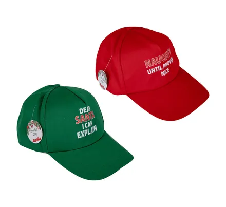Xmas Peak Cap W/Print Asstd