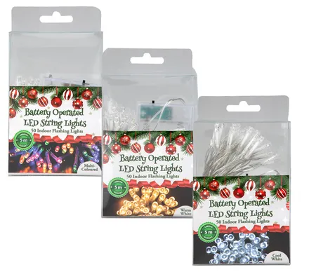 50 Battery Operated Flashing Lights, 5m
