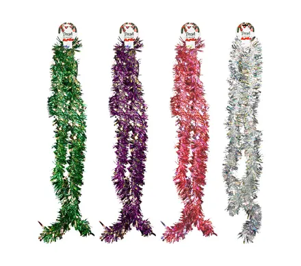 Christmas Tinsel, 11cm X 2m Assorted