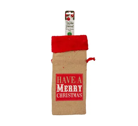 Christmas Wine Bottle Bag Woven, 36cm