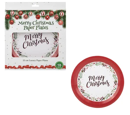 Chistmas Paper Plates,10 Piece,23cm