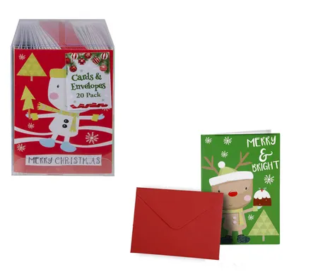 Christmas Card & Envelope Set, 20-Piece