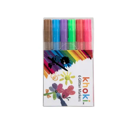 Glitter Markers, 6-Piece