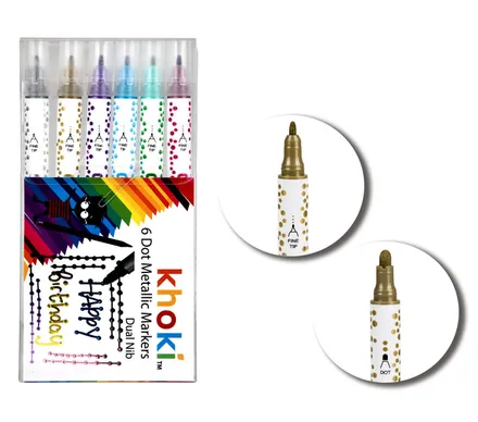 Dual Tip Dot & Glitter Marker, 12-Piece