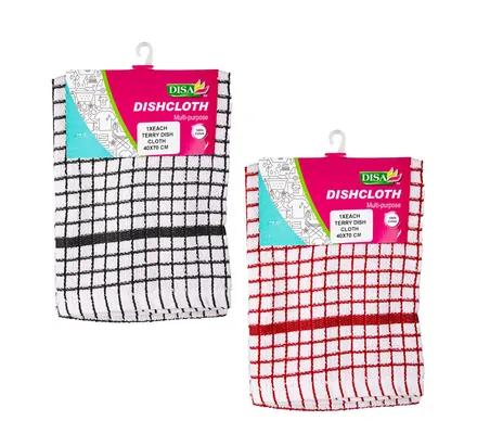 Dish Cloth Cotton Terry Check 40 X 70cm