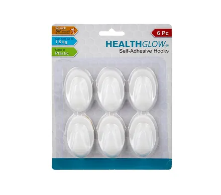 Plastic Self Adhesive Hooks,6-Piece