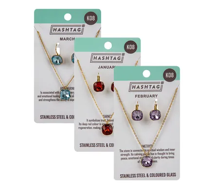 Birthstone Earring And Neckwear Set