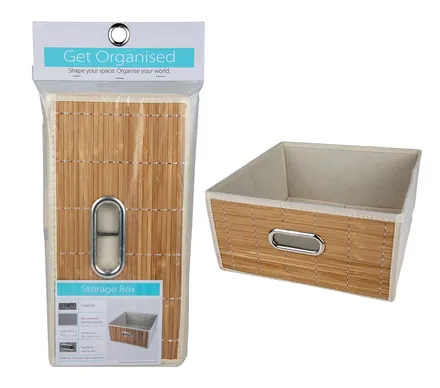 Storage Box With Bamboo Front, Non Woven