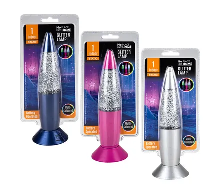 Colour Changing Glitter Lamp, 6 X 20cm