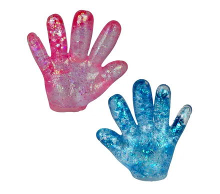 Novelty Squeeze Glitter Hand, 9cm